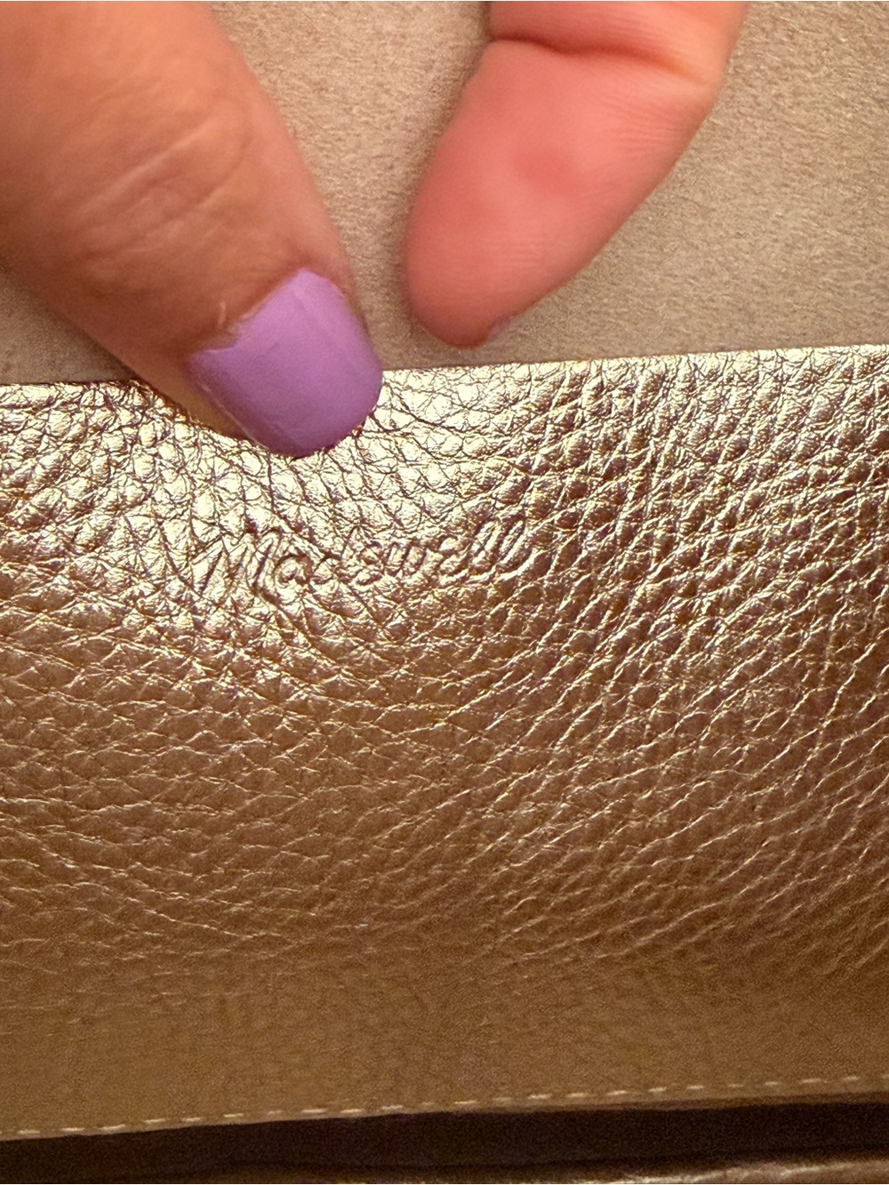 Madewell Bright Shiny Metallic Gold Pebbled Leather Crossbody Bag #303 - Picture 13 of 17
